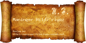 Maninger Hiláriusz névjegykártya